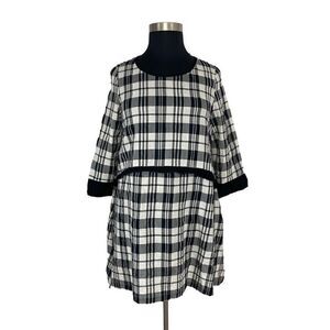Moonlight M Black White Plaid Dress Lagenlook Art to Wear Cottagecore Fits L